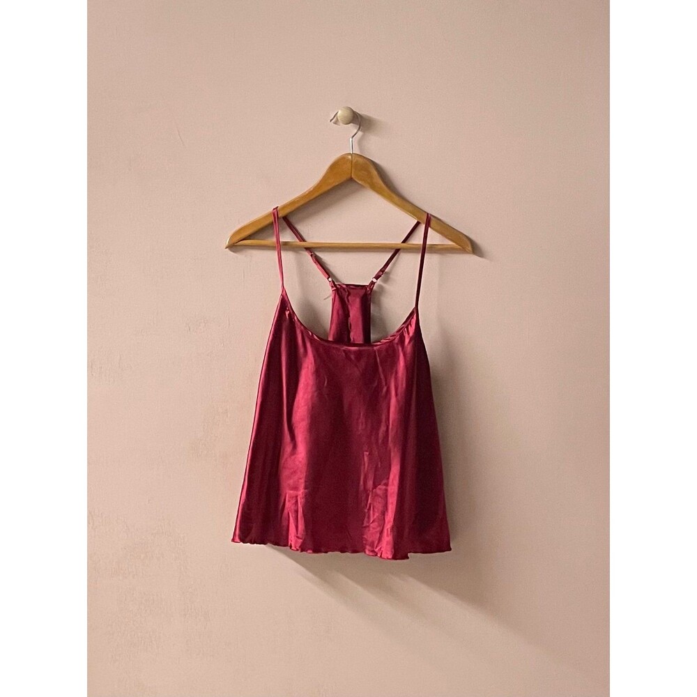 Burgundy Red Satin Tulip-Back Sleep Top Size 3XL